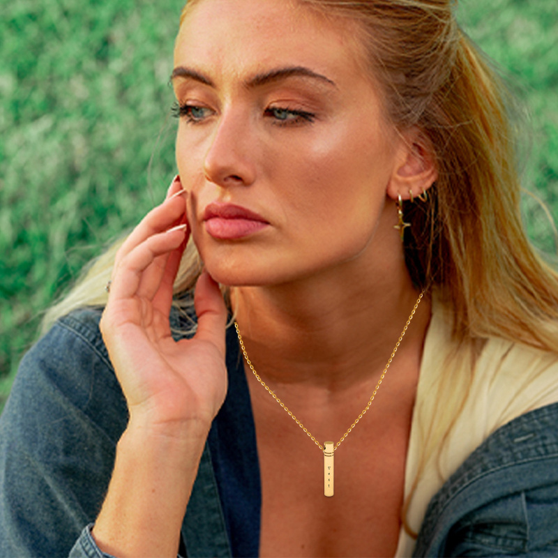 Personalisierte Urnenkette aus 10-karätigem Gold mit Gravur für Asche-3