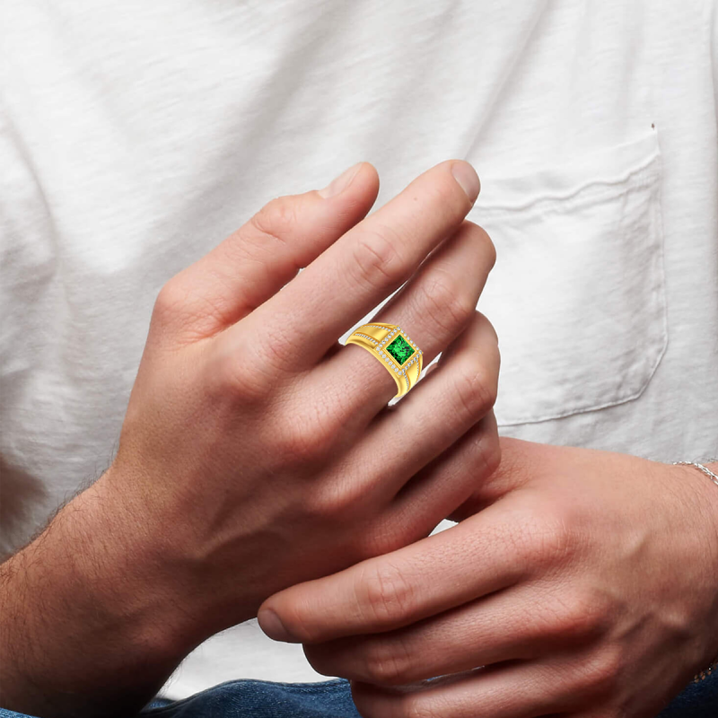 10K Gold 1 to 5 CT Princess Cut Cut Lab Created Emerald Engagement Band-6