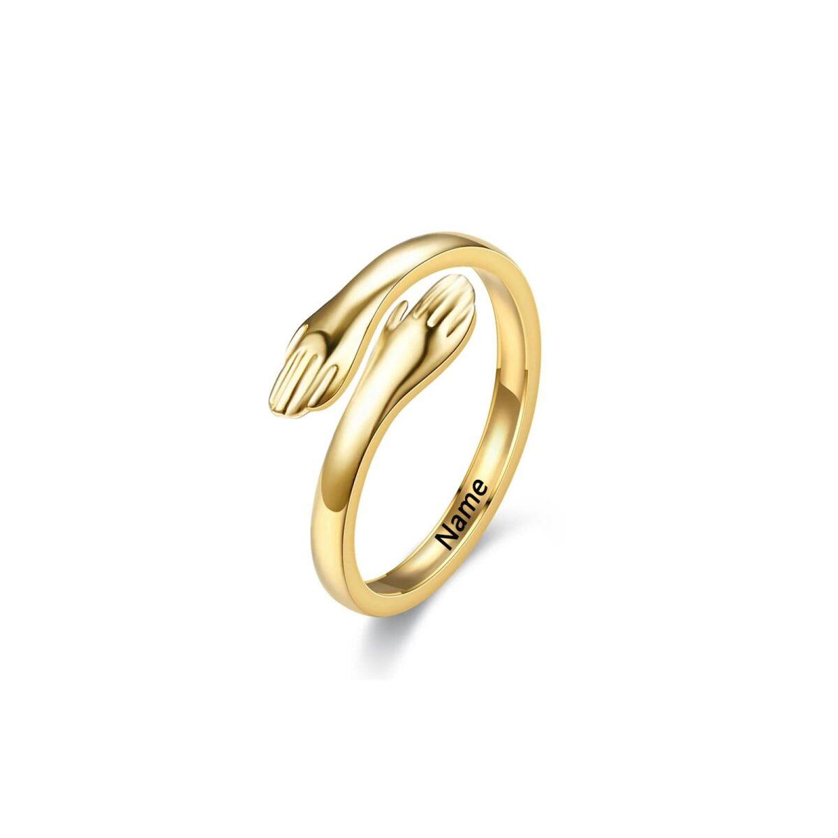 Offener Hug-Ring aus 10 Karat Gold mit personalisierter Gravur-1