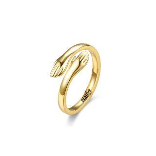 10K Gold Personalized Engraving & Hug Open Ring-13