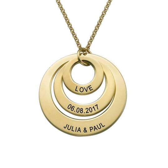 10K Gold Personalized Engraving Pendant Necklace