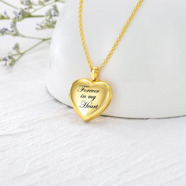 10K Gold Personalized Photo & Heart Pendant Necklace with Engraved Word-3