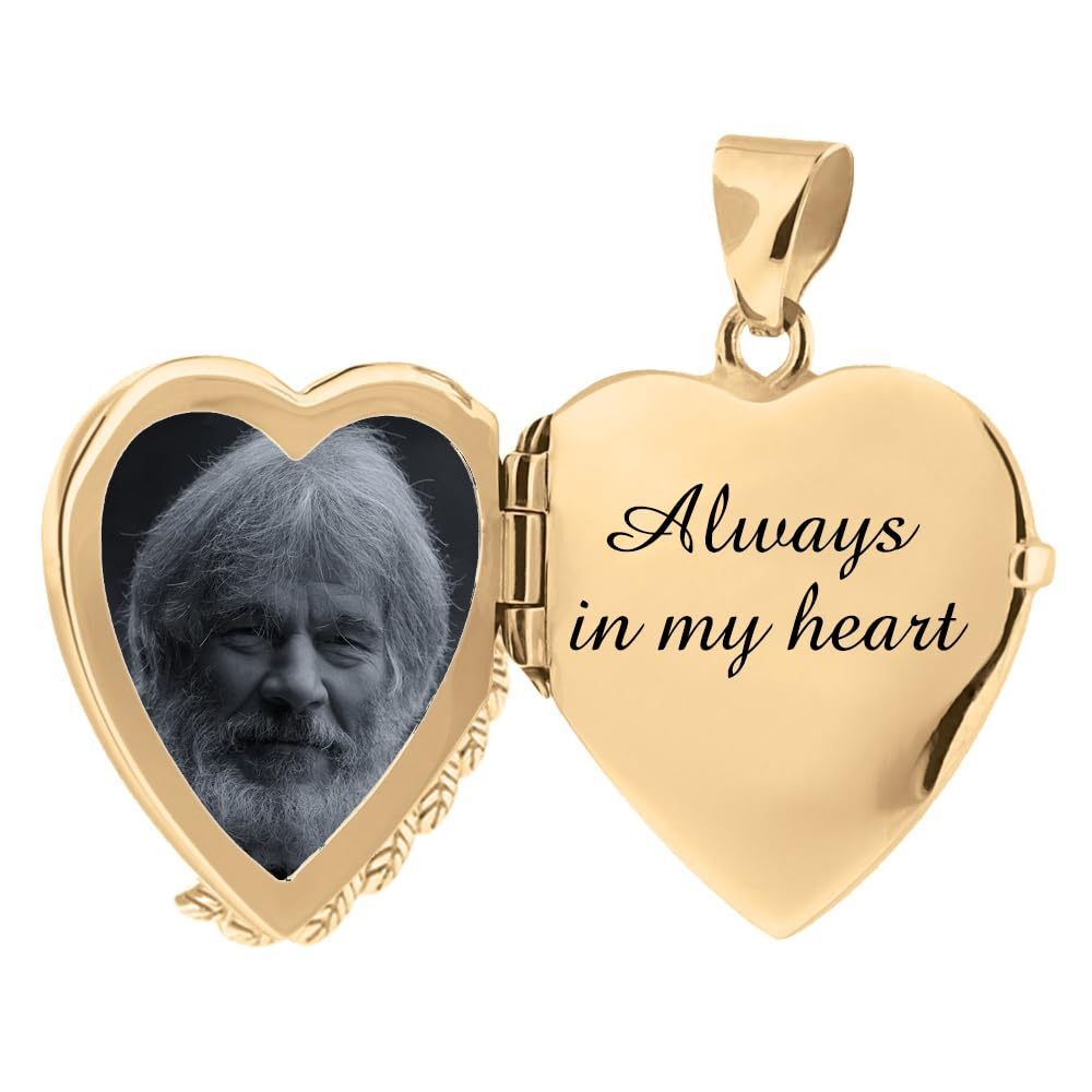 10 Karat Gelbgold, personalisierte Gravur mit personalisiertem Foto, Engelsflügel-Herz-Urnenhalskette für Asche für Frauen-5