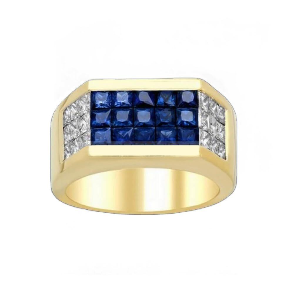 10K Gold Cubic Zirconia Personalized Engraving Ring for Men-1