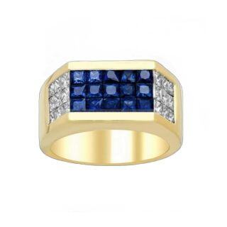 10K Gold Cubic Zirconia Personalized Engraving Ring for Men-19