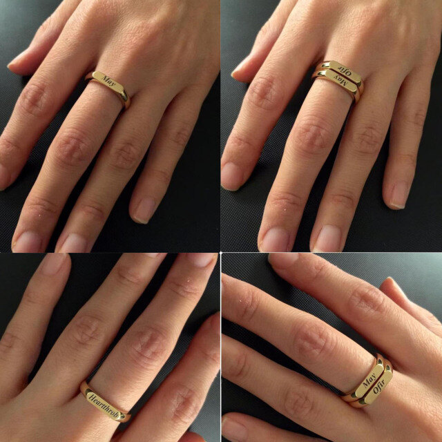 10K Gold Personalized Engraving Ring-3