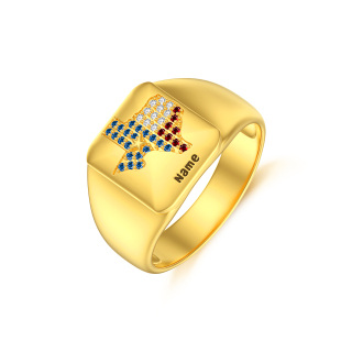 10K Gold Personalized Engraving Ring-44