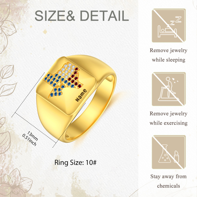 10K Gold Personalized Engraving Ring-3