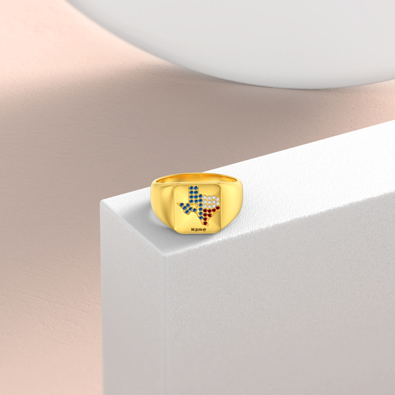 10K White Gold Personalized Engraving Ring-5