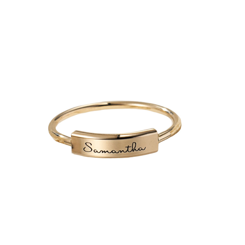 10K Gouden Gepersonaliseerde Gravure Signet Ring-1