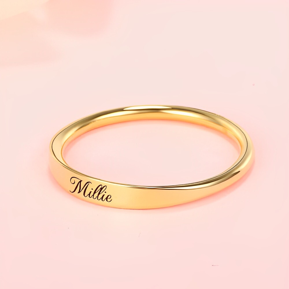 10K Gold Personalized Engraving Signet Ring-3