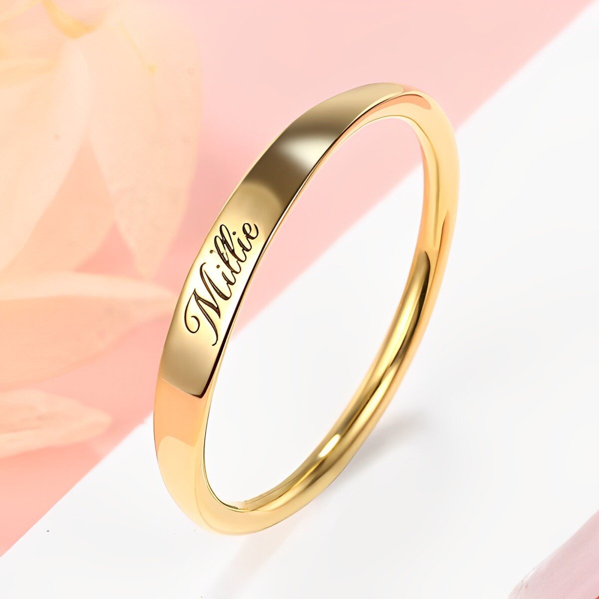 10K Gold Personalized Engraving Signet Ring-5