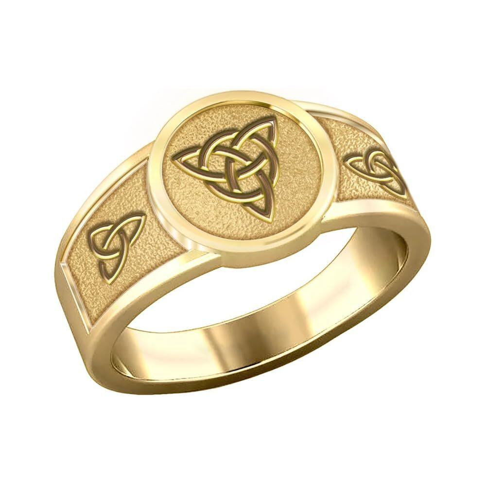 10K Gold personalisierte Gravur Vintage Keltischer Knoten Ring für Männer-1