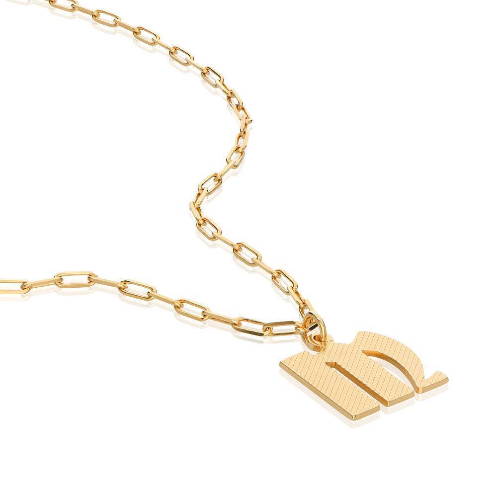 Colar com pingente de letras iniciais personalizadas em ouro 10K-3