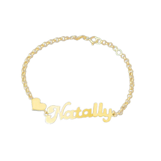 Bracciale con ciondolo a cuore con nome personalizzato in oro 10K