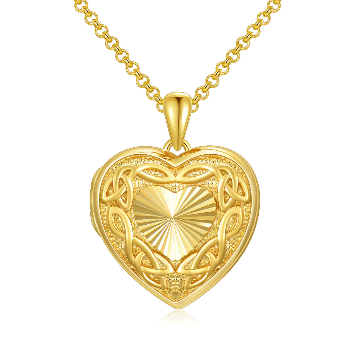 Collana con ciondolo a forma di cuore e nodo celtico in oro 10 carati-1