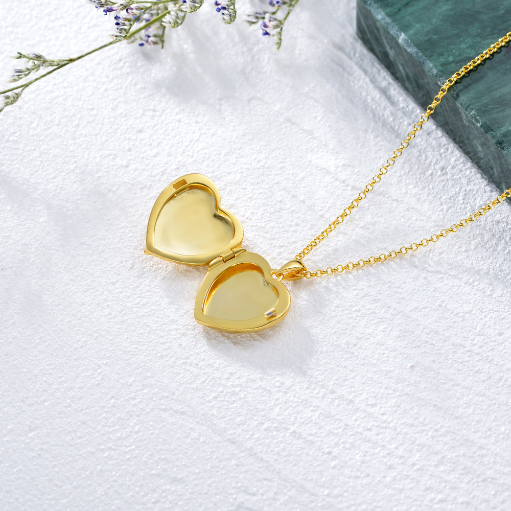 10K Gold Celtic Knot & Heart Personalized Photo Locket Necklace-5