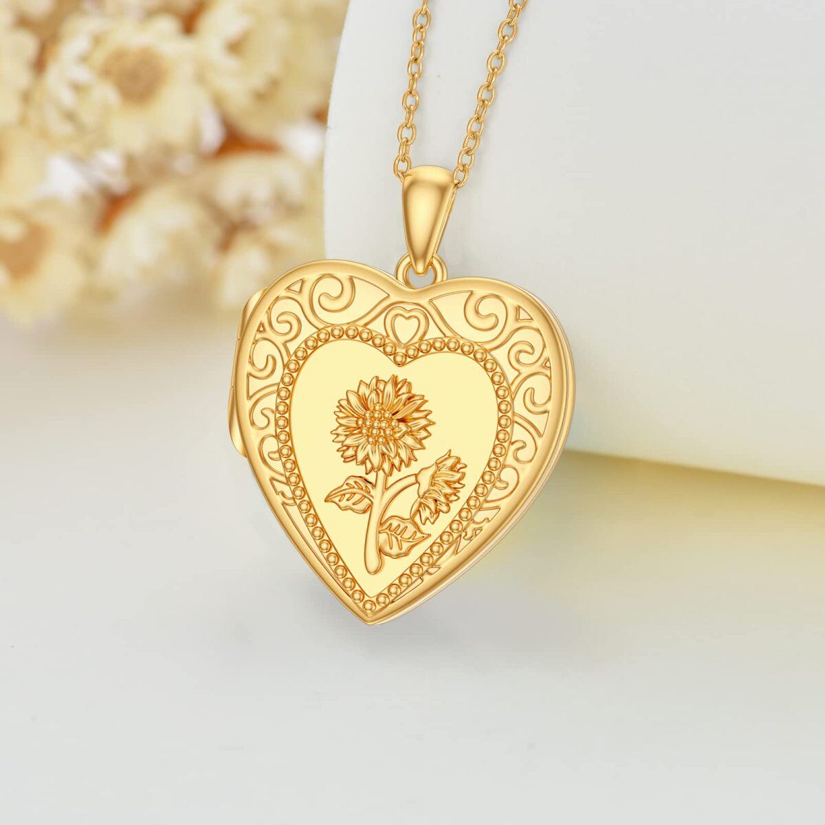 Collier avec médaillon photo personnalisé en forme de cœur en or 10 carats pour femme-4