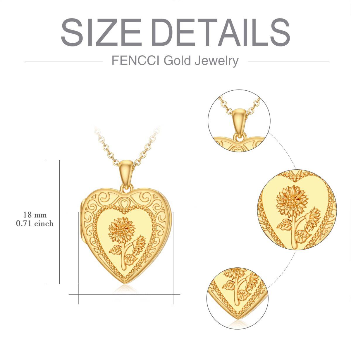 10K Gold Heart Personalised Photo Locket Necklace For Women-6