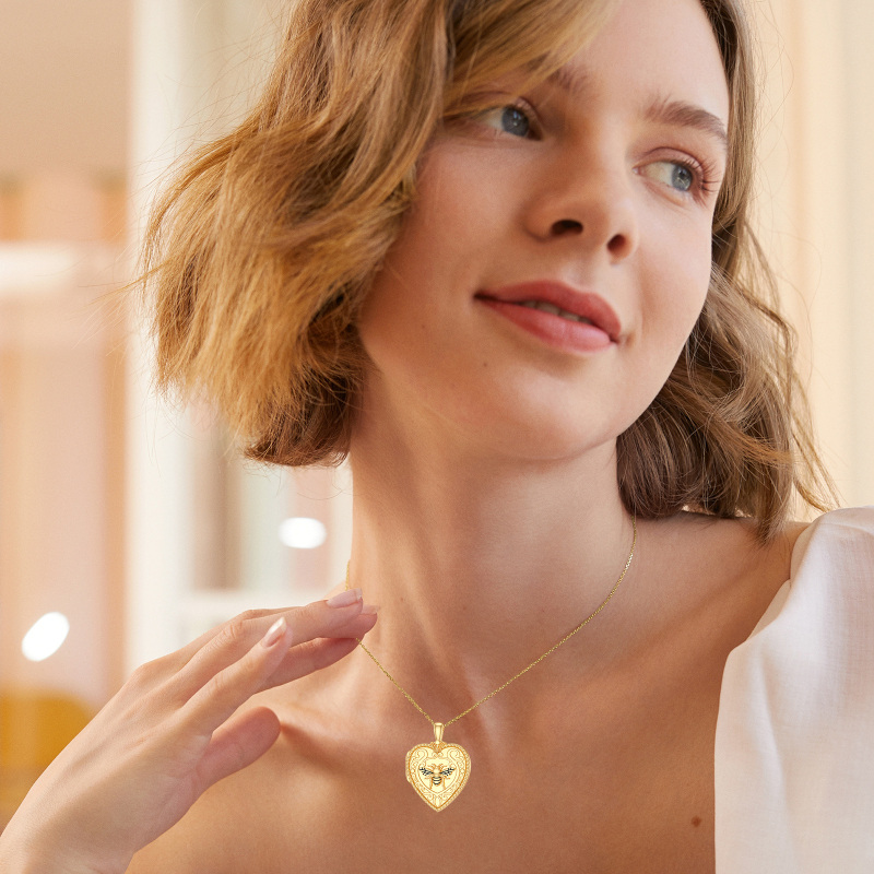 10K White Gold Personalized Photo & Heart Personalized Photo Locket Necklace-2