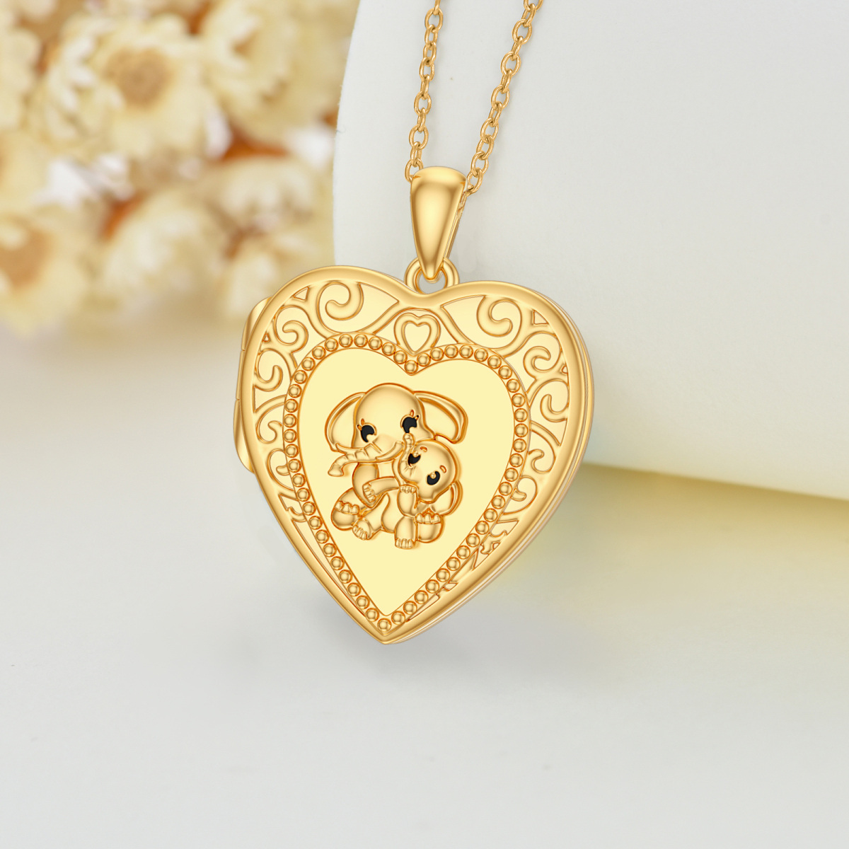 10K Gold Personalized Photo & Heart Locket Necklace For Women Best Friends-5