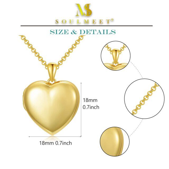 10K Gold Personalized Photo & Heart Pendant Necklace with Engraved Word-6