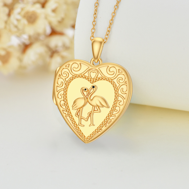 10-karatowy złoty spersonalizowany naszyjnik ze zdjęciem i sercem-3