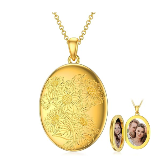 10K Gold Personalized Photo Personalized Photo Locket Necklace-1