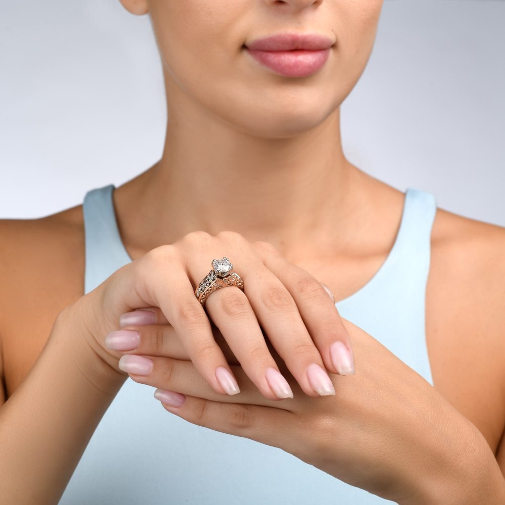 10K Rose Gold Princess Cut Vintage Moissanite Engagement Ring for Men-2
