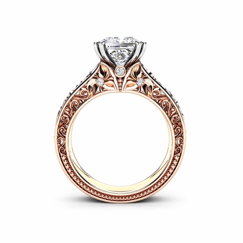 10 Karat Weißgold, Prinzessschliff, Vintage-Moissanit-Verlobungsring für Männer-3