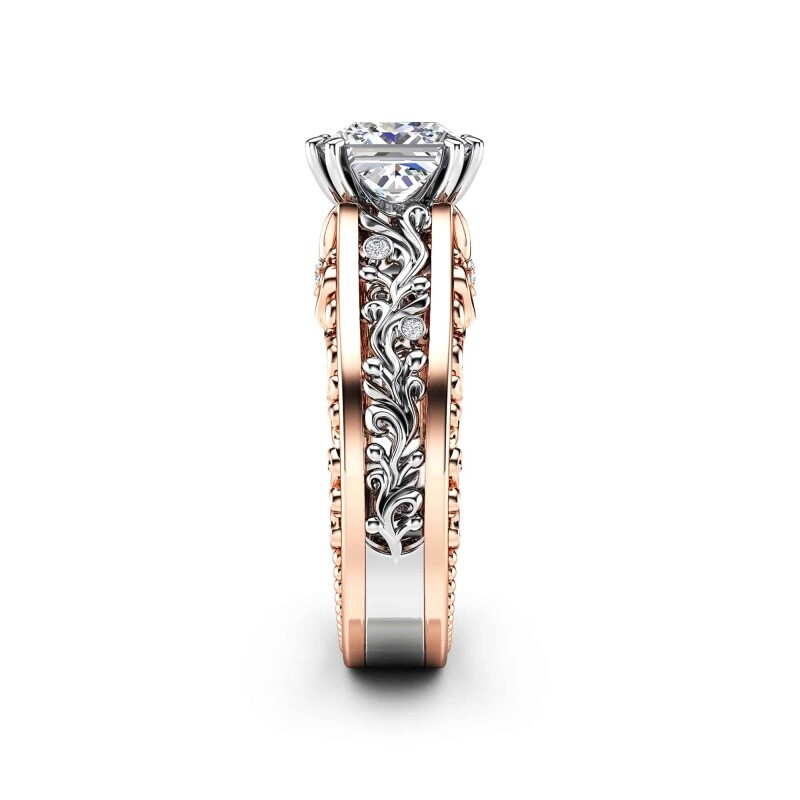 10 Karat Weißgold, Prinzessschliff, Vintage-Moissanit-Verlobungsring für Männer-5