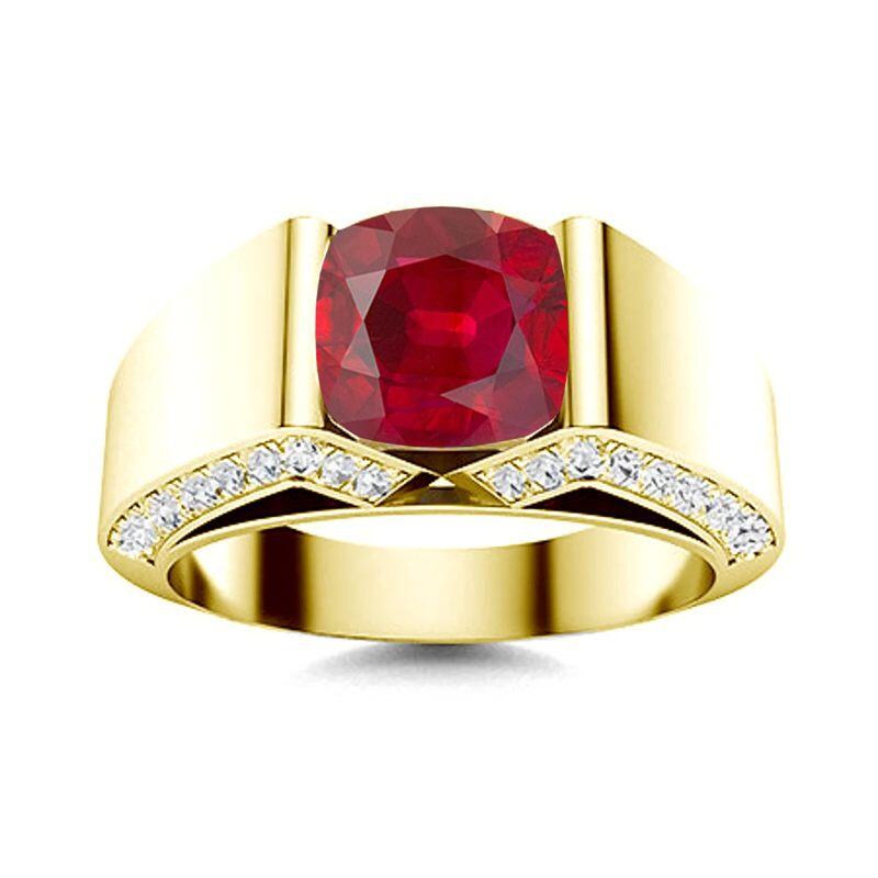 10K Rose Gold 1.5 to 5.5 CT.T.W. Princess Cut Ruby Engagement Ring Anniversary Ring for Men-3