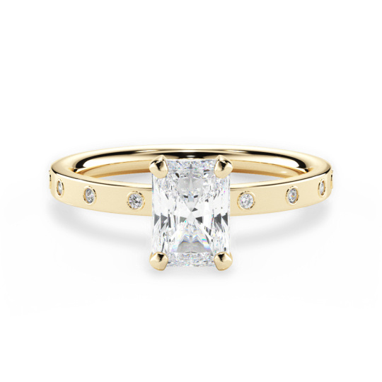 Fede nuziale in moissanite quadrata principessa in oro 10 carati