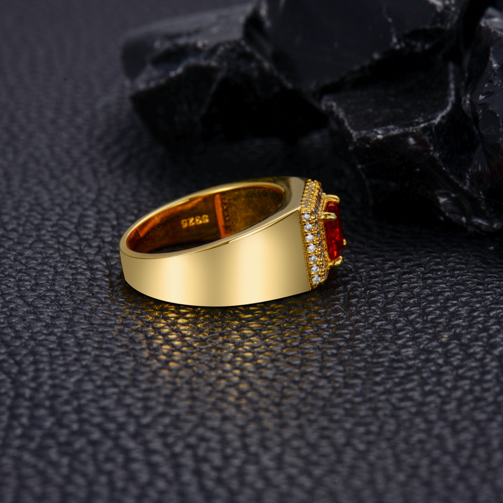 10K White Gold Princess Personalized Birthstone Ring For Men-4