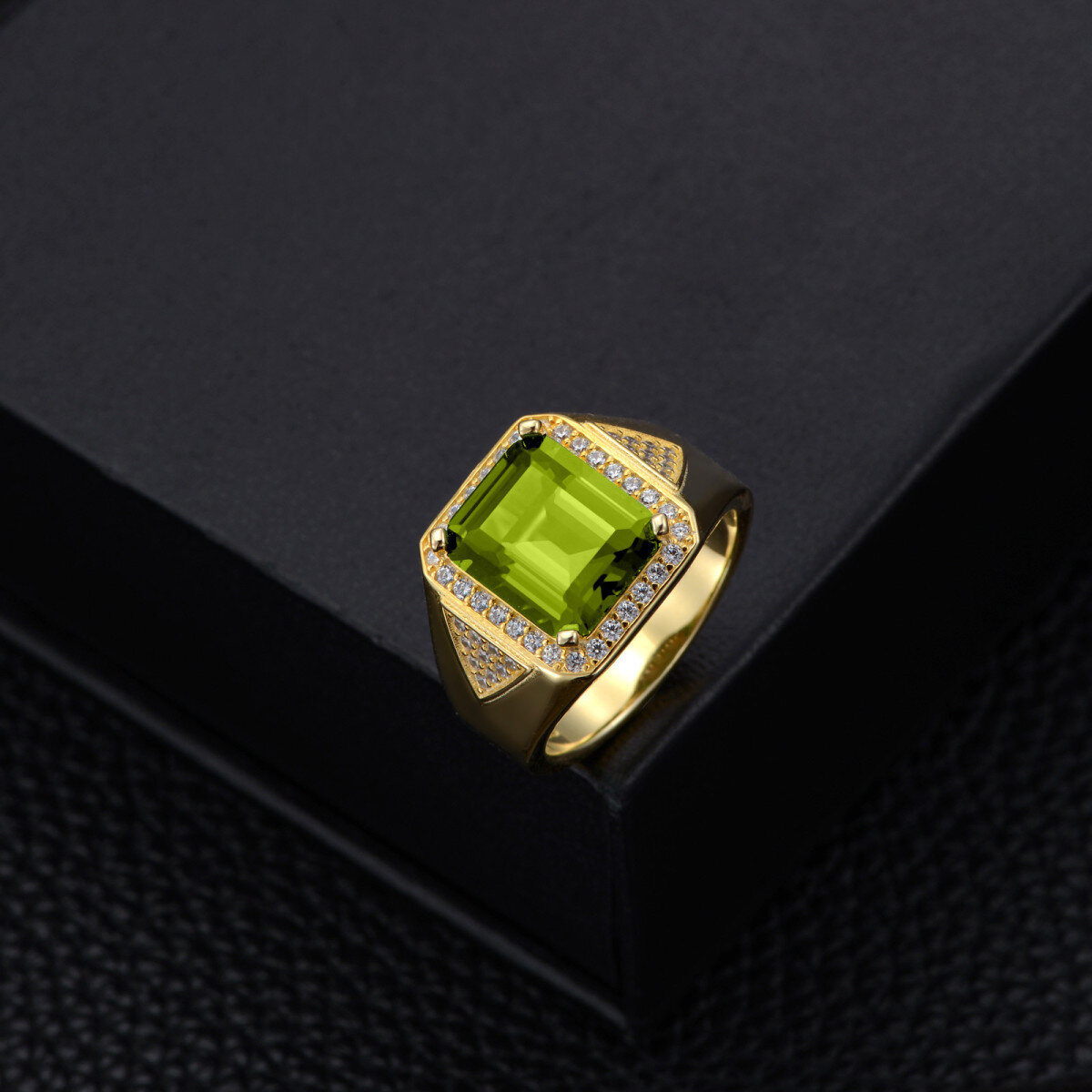 10K Gold Princess-square Cubic Zirconia Square Ring for Men-3