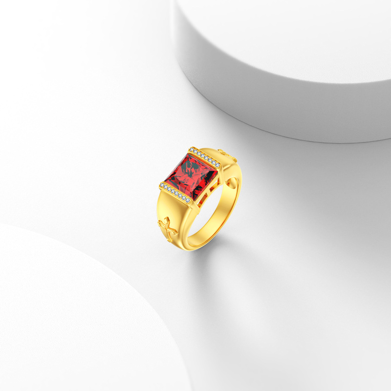 10-karätiger Weißgoldring mit Prinzessschliff und Kreuz-Edelsteinen (1,1 bis 5,1 Karat Gesamtgewicht) für Herren-3