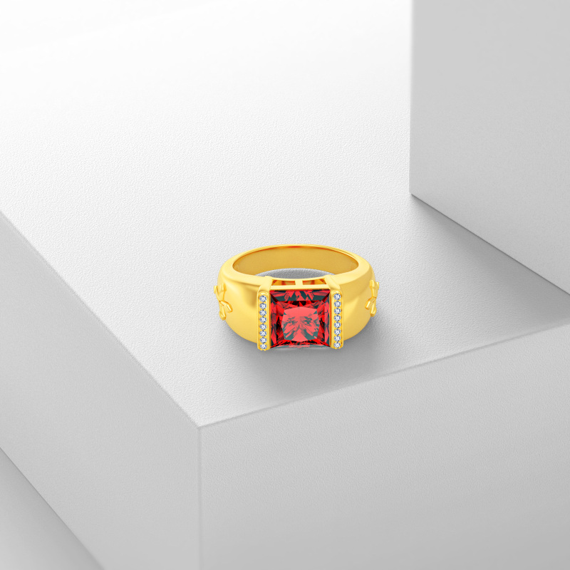 10-karätiger Weißgoldring mit Prinzessschliff und Kreuz-Edelsteinen (1,1 bis 5,1 Karat Gesamtgewicht) für Herren-4