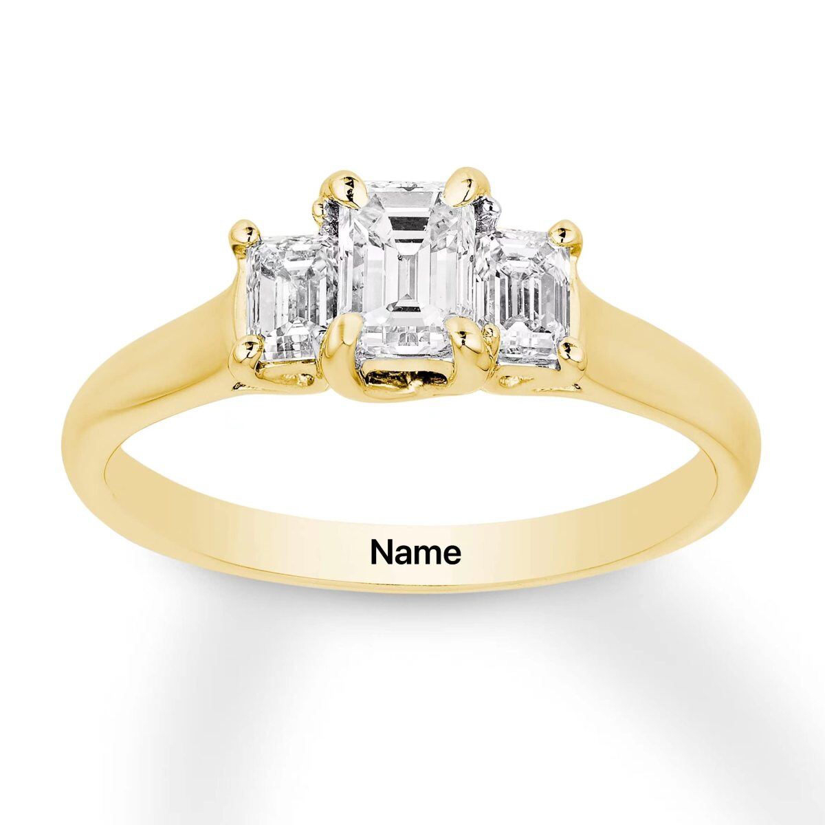 10K Gold Princess-square Shaped Moissanite Personalized Engraving Engagement Ring-1