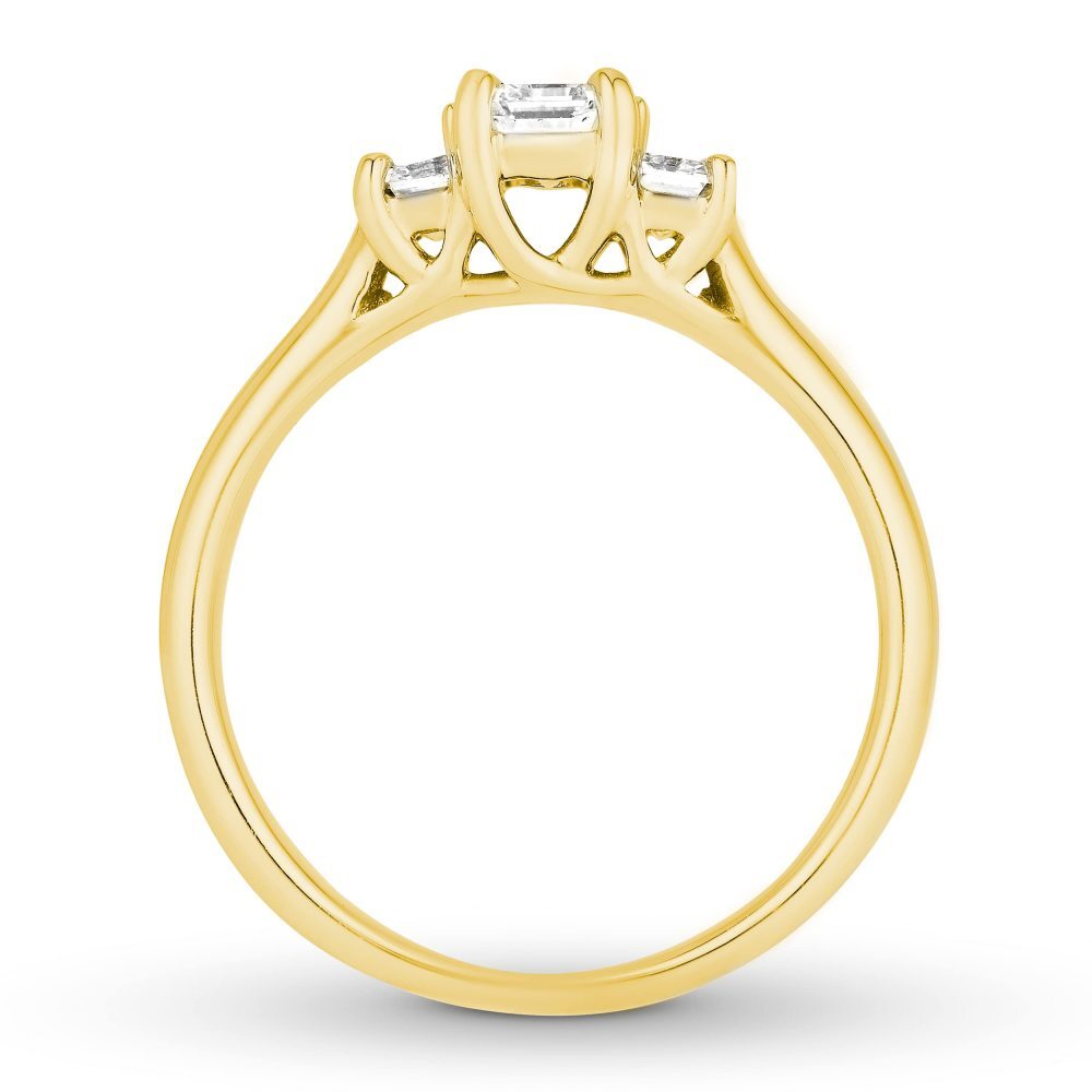 10K Gold Princess Shaped Moissanite Personalized Engraving Engagement Ring-2