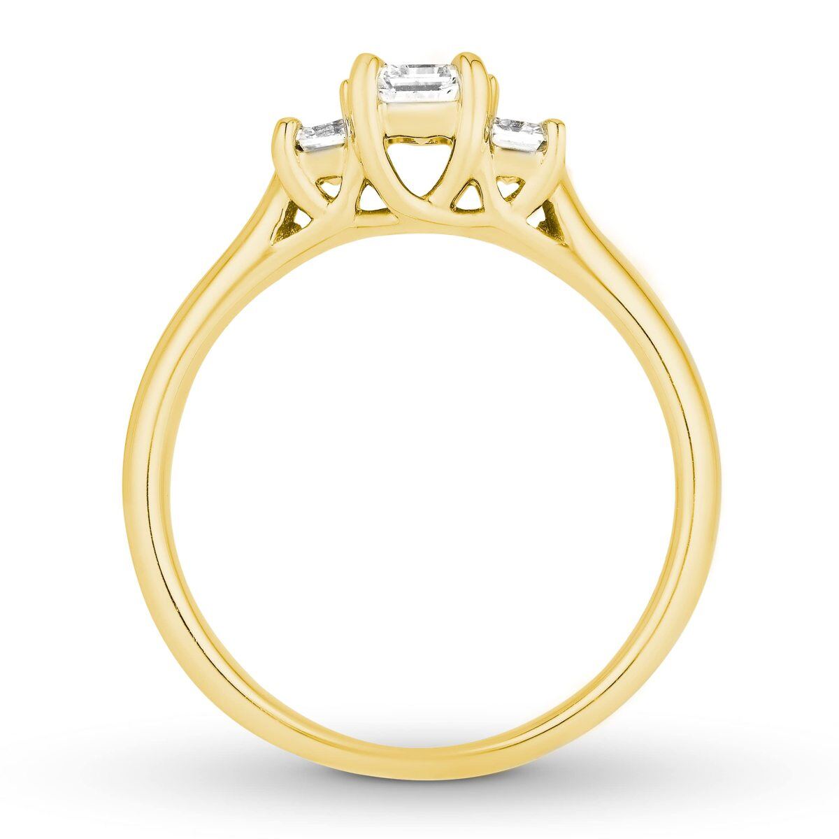 10K Gold Princess-square Shaped Moissanite Personalized Engraving Engagement Ring-2