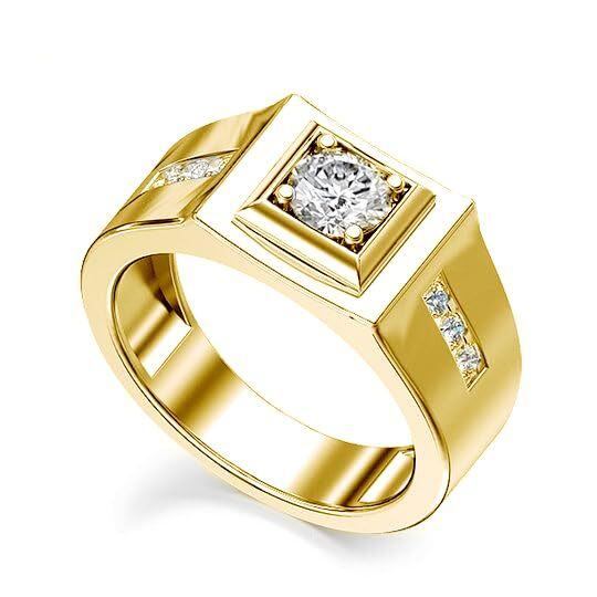 Anillo de grabado personalizado de moissanita con forma de princesa cuadrada de oro de 10 quilates para hombres-1