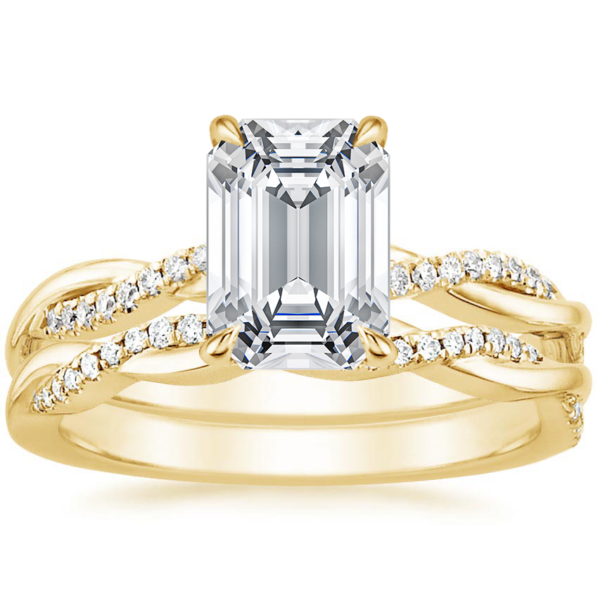 Alliance en or 10 carats avec moissanite de forme princesse-carrée