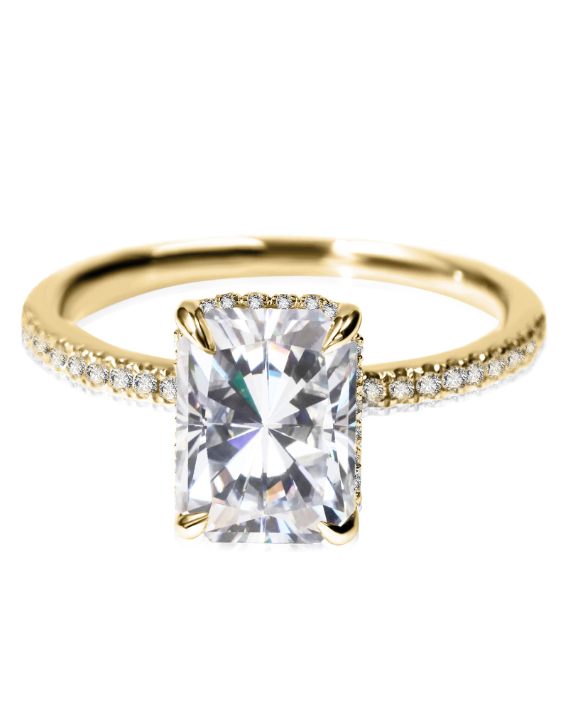 10K Gold Princess Shaped Moissanite Square Wedding Ring-1