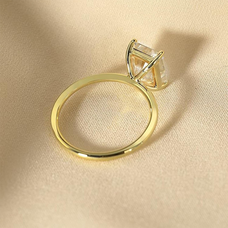 10K Gold Princess Shaped Moissanite Square Wedding Ring-3