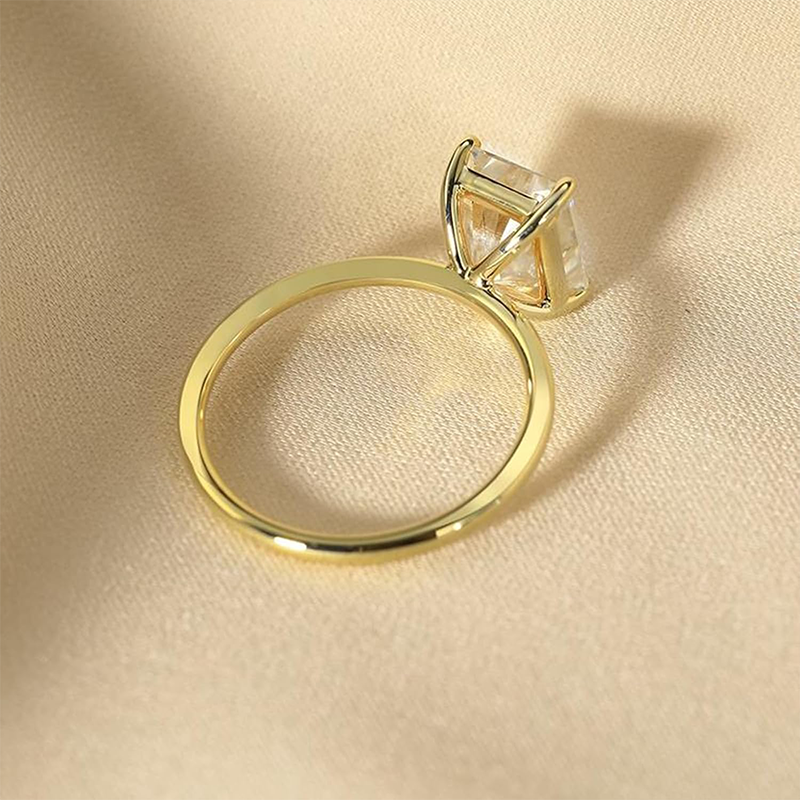 Anillo de bodas cuadrado de moissanita con forma de princesa y oro de 10 quilates-3