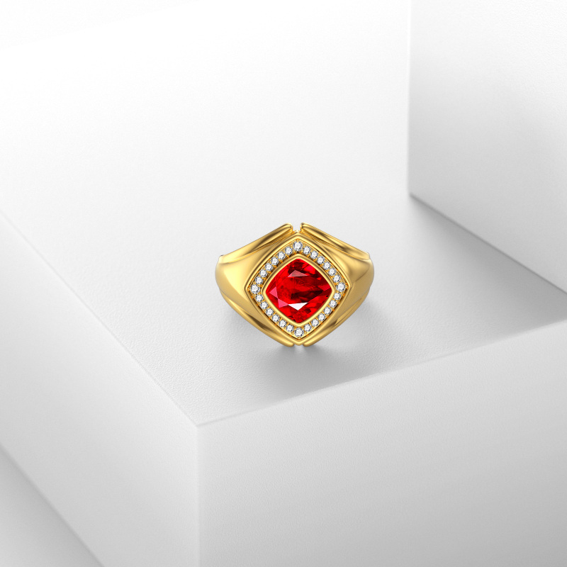 Herrenring aus 10-karätigem Roségold mit Zirkonia im Prinzessschliff und personalisierter Gravur-3