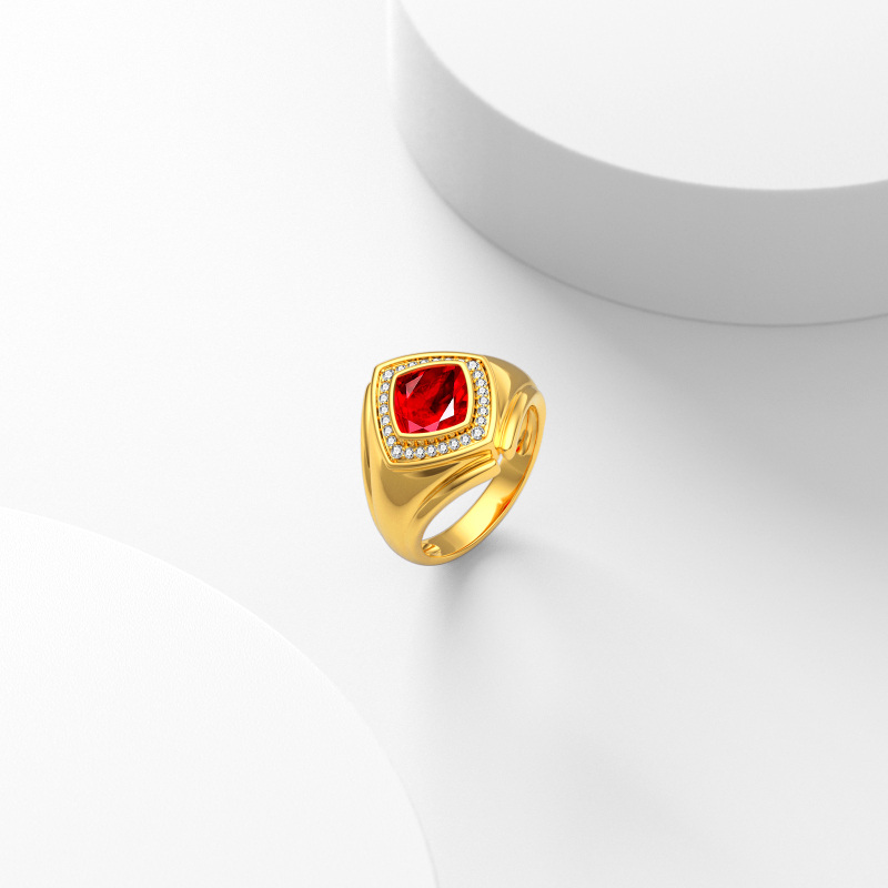 Herrenring aus 10-karätigem Roségold mit Zirkonia im Prinzessschliff und personalisierter Gravur-4