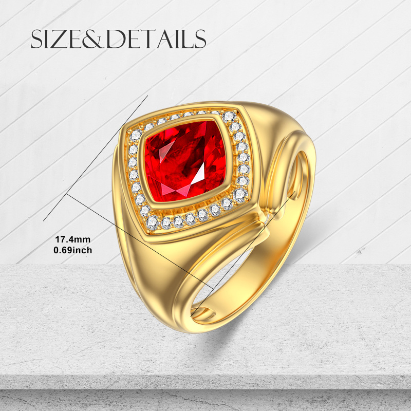 Herrenring aus 10-karätigem Roségold mit Zirkonia im Prinzessschliff und personalisierter Gravur-5