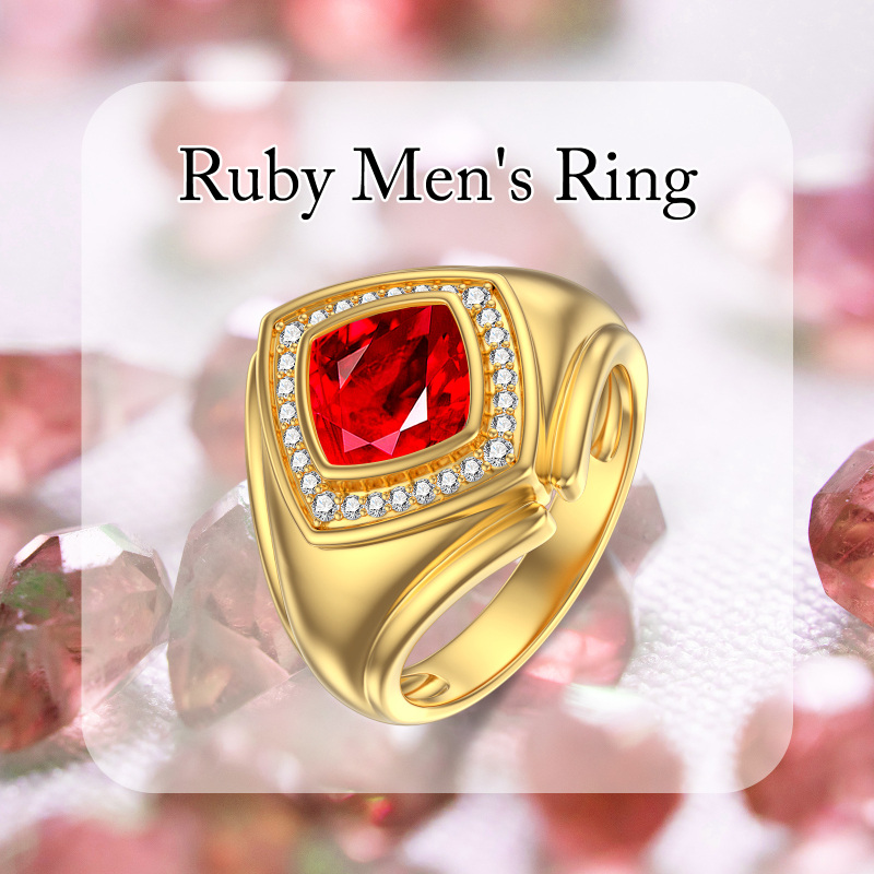 Herrenring aus 14-karätigem Gold mit Zirkonia im Prinzessschliff und personalisierter Gravur-6