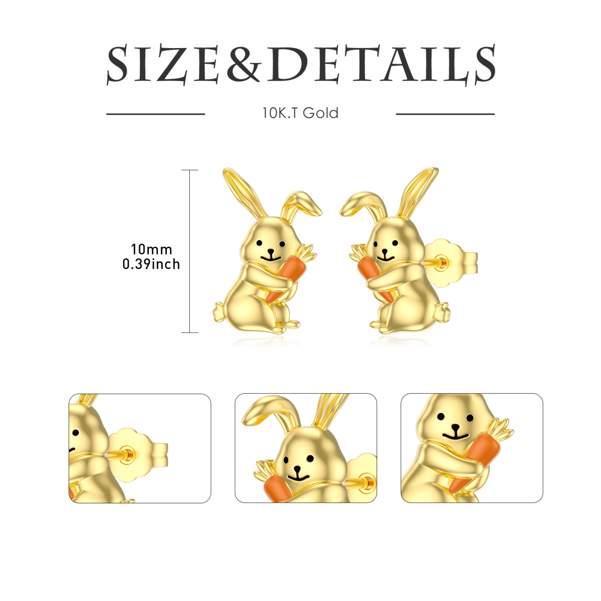 18K Gold Rabbit Stud Earrings-5